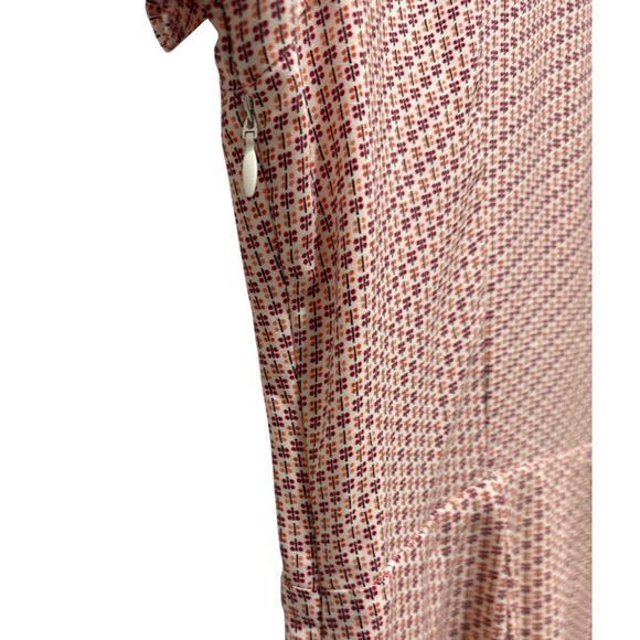 Downeast Womens Pink Geometric Floral Fit Flare Pleated Modest Dress Large L - Picture 5 of 7